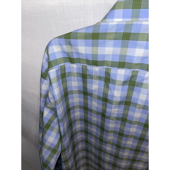 Egara Men’s Dress Shirt Size 2XL Blue Green Plaid Business Formal City Wedding - Picture 11 of 12